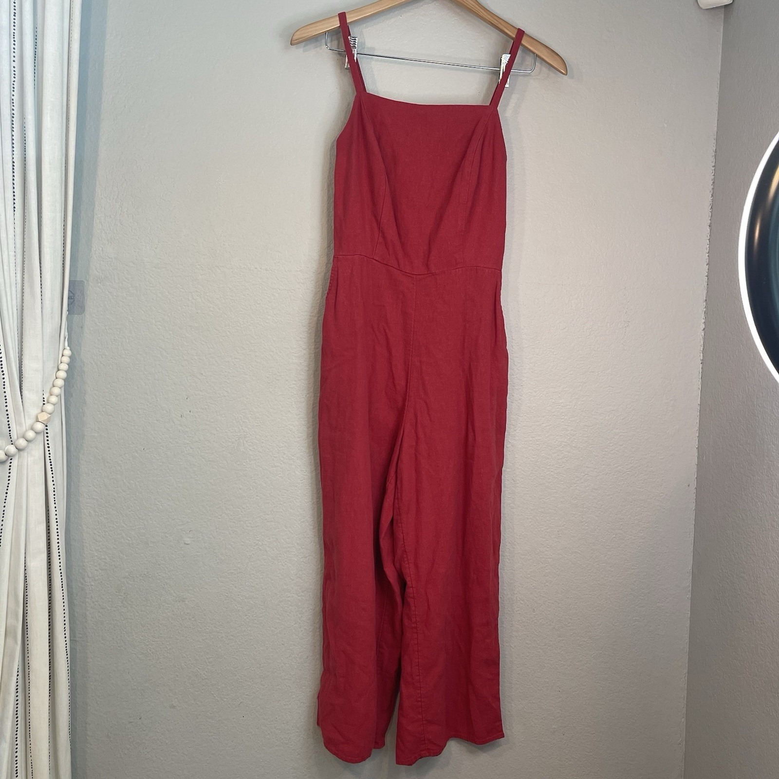 Old Navy Women's Xs Jumpsuit Red Linen Blend Sleeveless Pockets